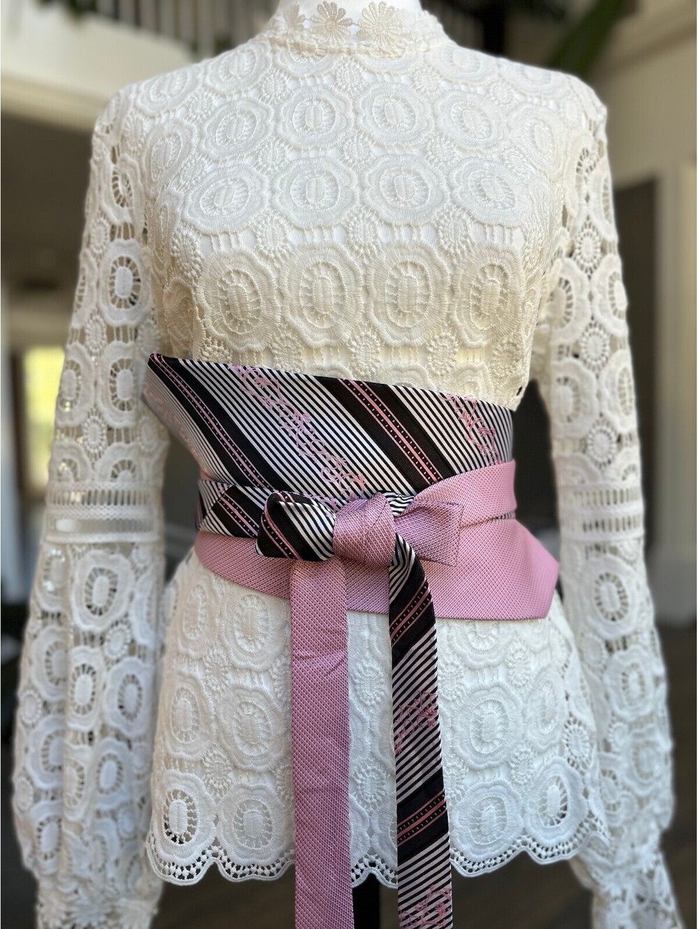 Upcycled Obi Wrap Belt | Corset Waist Belt | OOAK | OS | Pink & Black